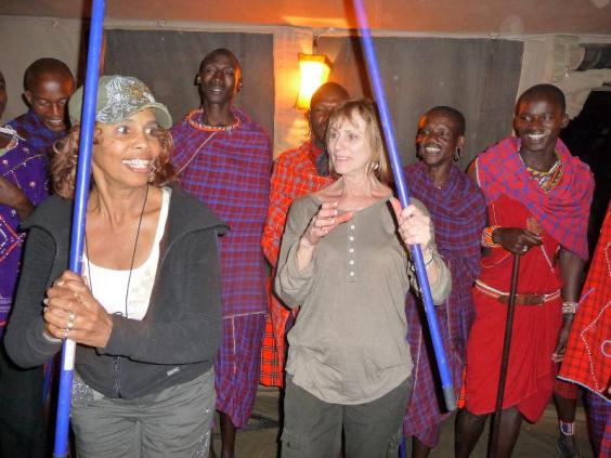 Millie and I jump with the Maasai